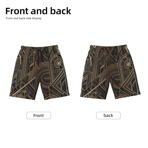 Boys Swim Trunks Gold Black Art Geometric Luxury Kids Swim Shorts Quick Dry Beach Board Pocket2
