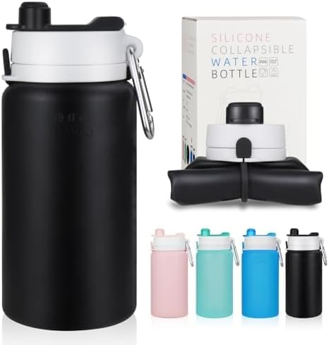 PLTCAT Collapsible Water Bottle, 26oz Foldable Bottle BPA Free Re...