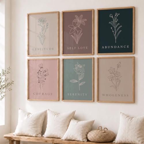 Image of kotart - Floral Painting for Living Room Bedroom Office Room Decor - Premium Digital Paintings with Frame for Home Decoration - Painting for Wall Decoration - (Pack of 6 Multicolor) (13x17 inch, D)
