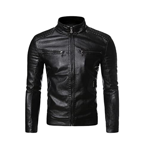 Veste de moto homme en PU noir idéale pour les balades d'automne