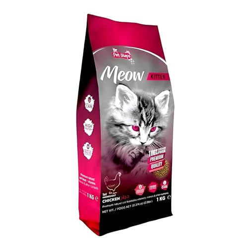 Pet Steps Meow Kitten Food Real Chicken Recipe 1 Kg Nutrient-Rich Protein-Packed Dry Food for Growing Kittens