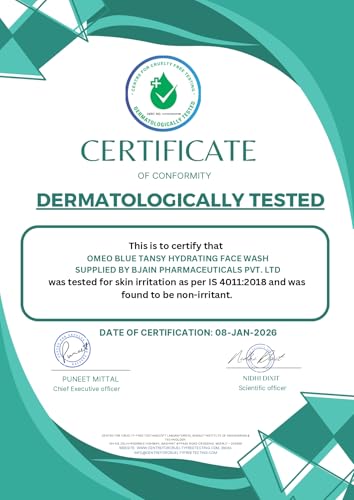 Image of Omeo Blue Tansy Hydrating Face Wash 100ml Glow & Bright Skin with Hyaluronic Acid, Rice Water & Date Fruit | Recommended by Dermatologist, All Type Skin-Woman & Man