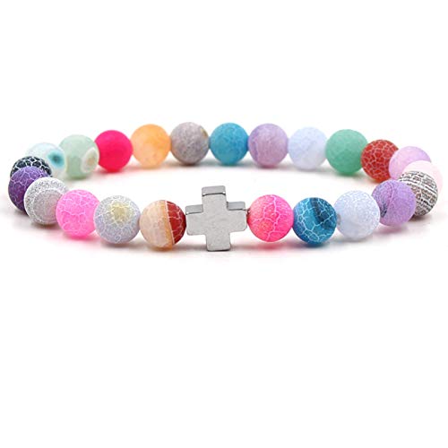 Bijoux en pierre naturelle d'agate authentique avec croix élégante