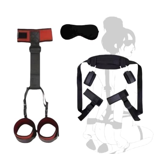 Yoga Deep Stretch Training Strap Set (3-delat): Justerbara träningsremmar för montering på säng; utrustning för flexibilitetsträning.