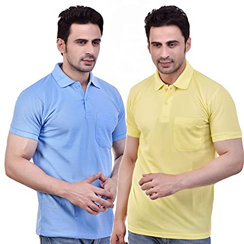 Image of SMAN Men's Polo T-Shirt Regular Fit Half Sleeve Multi Color Combo Pack of 2