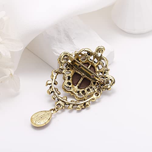 Image of lureme Vintage Elegant Victorian Lady Beauty Cameo with Crystal Brooch Pin (br000017)