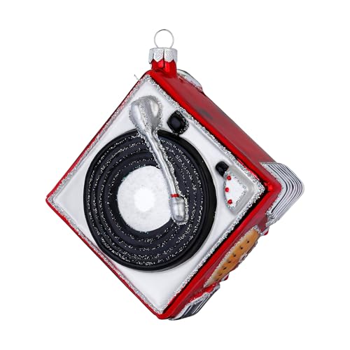 Christbaumschmuck Glas 12,5cm - Retro Plattenspieler Figur zum...