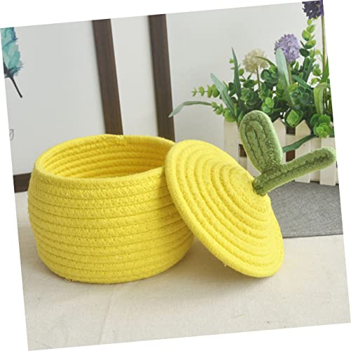Cabilock 1Pc Cotton Thread Storage Woven Hamper Wicker Laundry Baskets Wicker Storage Bins Storage Basket Cube Basket Bins Woven Bin Sewing Kit Desktop Yellow Woven Laundry Hamper #TOP6