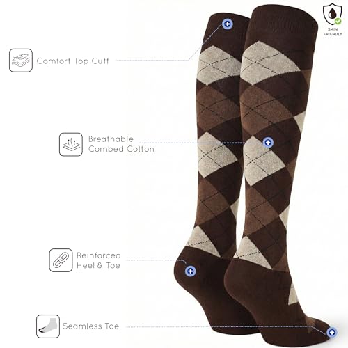 Image of Mysocks Unisex Knee High Long Socks Argyle