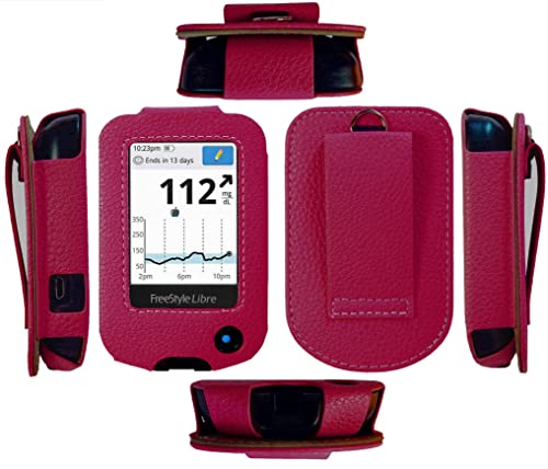 Funda de piel para Freestyle Libre con protector de pantalla compatible versión FLC-LBHPK