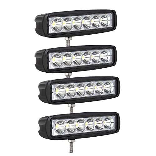 PICAA 4 pièces 6 pouces 18W Phare de Travail Led 12v 24v, Projecteur LED Voiture Feux de Travail Lampe de Travail pour Camion Tracteur 4x4 ATV SUV Moto Cover
