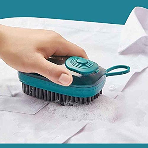 Image of YANCI ABS Plastic Multifunctional Liquid Soap Dispenser Soft Bristles Laundry Brush / Kitchen Cleaning Brush / Bathroom Brushes for Cleaning Metal Cookware, Clothing, Bathtubs, Shoe (BLUE, 1 Pieces)