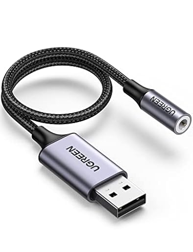 UGREEN Adaptador de Audio USB a Jack 3,5 mm Tarjeta de Sonido Externa Soporta 24bit 96KHz para Auriculares y Micrófono Compatible con PC Macbook Switch PS4/5 25CM | Ya disponible en tu tienda friki favorita! En mundofriki.es! UGREEN Adaptador de Audio USB a Jack 3,5 mm Tarjeta de Sonido Externa Soporta 24bit 96KHz para Auriculares y Micrófono Compatible con PC Macbook Switch PS4/5 25CM | Ya disponible en tu tienda friki favorita! En mundofriki.es!