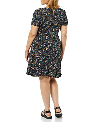 Image of Amazon Essentials Women's Gathered Short Sleeve Crew Neck A-line Dress (Available in Plus Size)