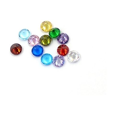 YOYONY 12colors, 60pcs! Round/Heart Shaped Assorted Mix Birthstones Crystal Charms Lot for Floating Charm Glass Living Memory Lockets DIY Pendant Necklace & Bracelet, 5mm Diameter (Round) Cover