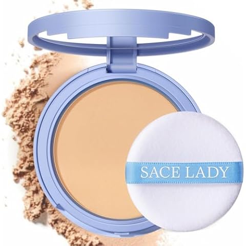 SACE LADY Face Powder Waterproof Sets Makeup, Controls Shine, Smooth Fine Lines for Flawless Lightweight Finish, Long Lasting Matte Compact Setting Powder Cosmetics Cruelty-free, 0.35oz (#02) Cover