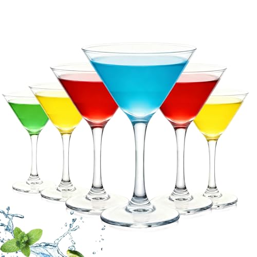 KIXINY Set von 6 Martini-Gläsern 160ML Cocktail-Gläser mit Griff Eleganter Handgeblasener Bleifreier Kristall für Martini-Cocktails Mischte Getränke Elegante Party-Glaswaren