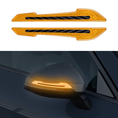 Image of JANVITHA Universal Car Reflective Stickers | Super Reflective Rearview Mirror Trim Decals, Anti-Collision Strips, Anti-Scratch Protection, Warning Safety Stickers for Cars & Bikes - 2pc