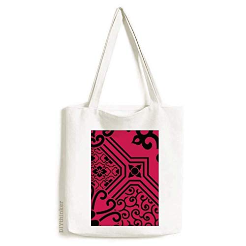Bolsa de lona estilo chinês japonês com linhas asiáticas e estampa de bight bolsa de compras casual
