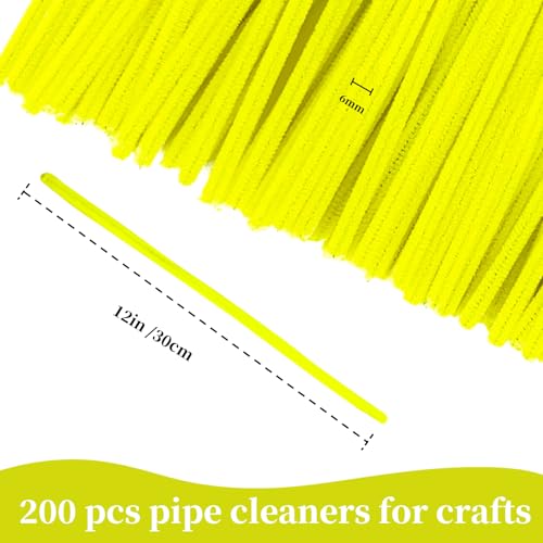 Image of Yellow Pipe Cleaners,Chenille Stems Pipe Cleaners Craft,Fuzzy Pipe Cleaners Bulk for Crafts,DIY Pipe Cleaner for Home Arts and Crafts Decorations Supplies,Home Decor Craft Supplies Flower kit