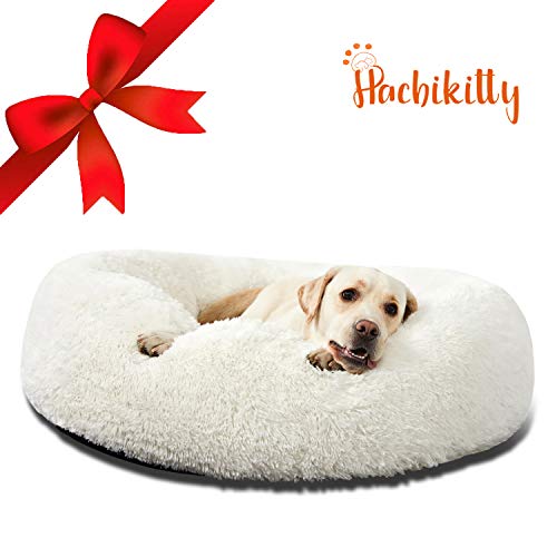 HACHIKITTY Dog Beds Calming Donut Cuddler, Puppy Dog Beds Large Dogs, Indoor Dog
