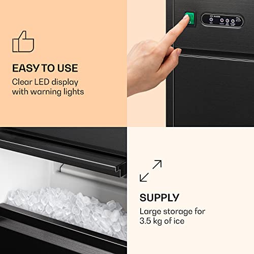 Klarstein Eiswürfelmaschine für Bars Camping Gastro, Schnelle Eiswürfelmaschine mit LED Display & R600a Kühlmittel, 145W Profi Eiswürfelbereiter mit Eisschaufel & 3,5kg Eiswürfelbehälter, 20 kg/24h – Bild 5