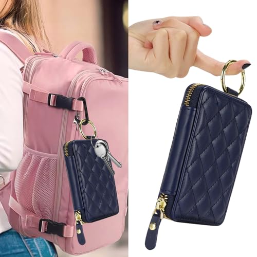 Image of Compatible with MagSafe Wallet,Magnetic Phone Wallet Card Holder for iPhone 17 /16 Pro Max /15 Pro /14 Plus /13 /12 Series,PU Leather Zipper Pocket Adjustable Stand-Blue