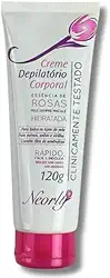 Creme Depilatório Corporal Neorly Essência de Rosas 120g para Remoção Suave e Eficaz Dos Pelos Hidrata Enquanto Depila Indicado Para Todos os Tipos de Pele Ação Rápida e Sem Dor Com Fragrância Floral