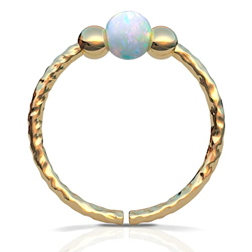 Helix Piercings - 20G Gold Filled helix earring - White Opal cartilage earring, Gold cartilage hoop