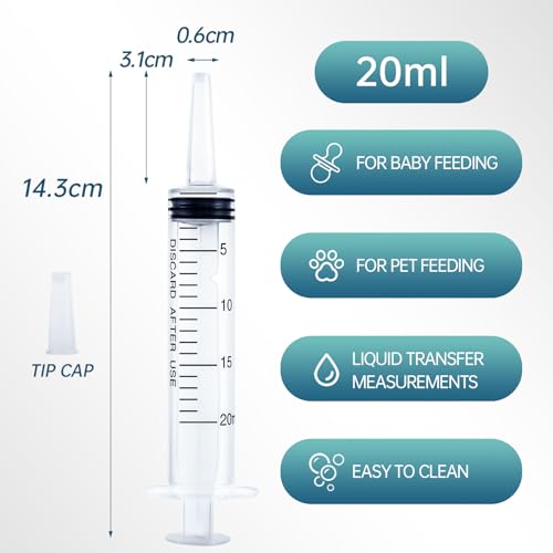 Gufastoe 30 Stück 20ml Spritzen mit Schutzkappen für Kleine Haustierfütterung Industrielle Präzisionsanwendung