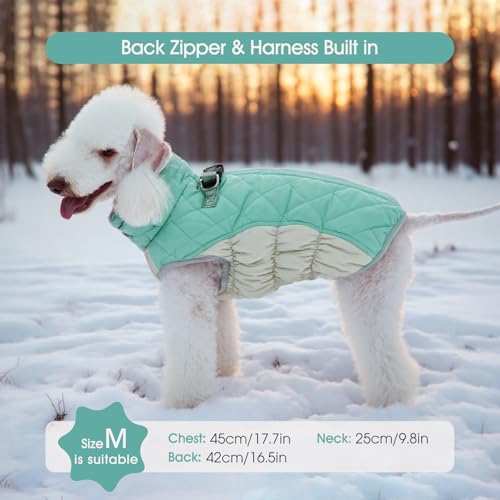 Image of FUAMEY Dog Coat for Large Dogs, Fleece Dog Winter Jacket with Harness