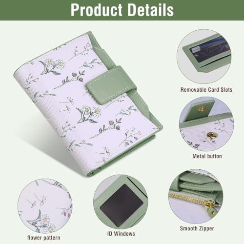 Small Womens Wallet-soft Leather RFID Blocking Bifold Zipper Pocket Credit Card Purse-Floral Pattern Wallet with ID Window (purple) - Image 4
