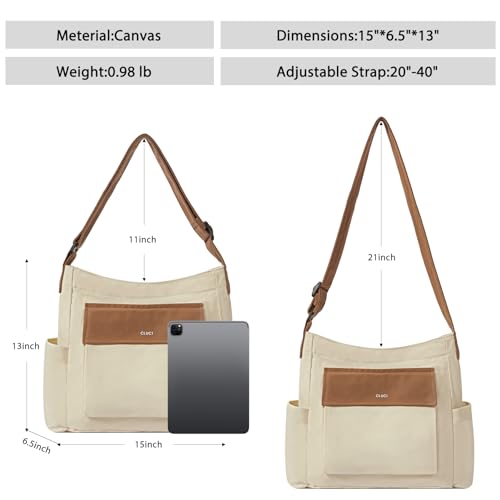 Cluci Canvas Messenger Bag Large Hobo Crossbody Bag Tote Bag For Women And Men Hippie Bag Side Bag Satchel Bags Shoulder Bags College Work Travel Casual thumb #2