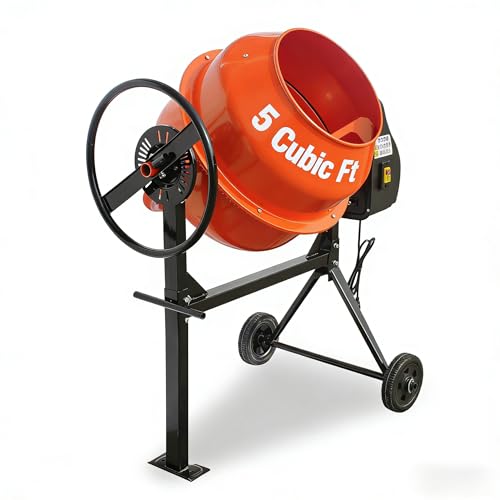 5 Cubic Ft Electric Cement Mixer, 0.75 HP 550W...