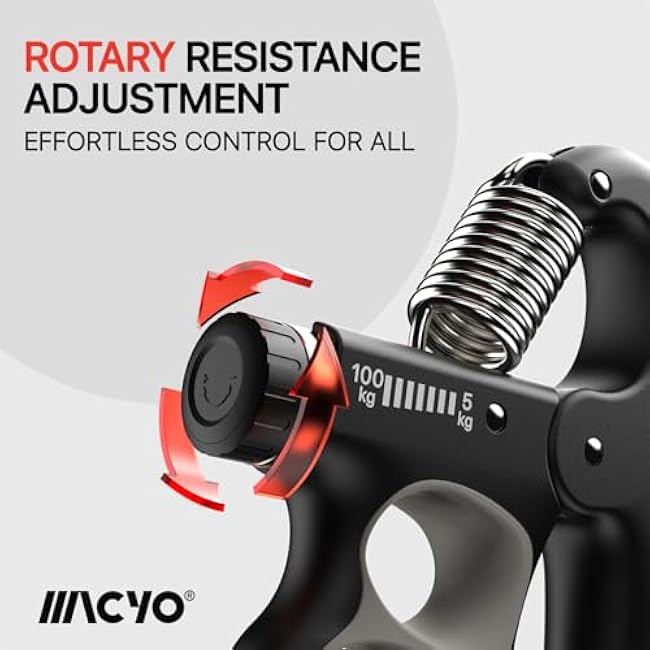 MACYO Grip Strength Trainer with Wider Handles - Adjustable Hand Grip Strengthener 11-220Lbs(5-100KG) for Large Hands, Automatic Counter & Ergonomic Design, Comfortable Forearm Workout for Athletes, Injury Recovery