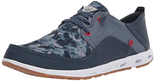 Columbia PFG Men's Bahama Vent PFG Lace Relaxed Boat Shoe, Zinc/Bright Red, 11