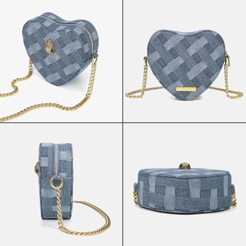 Rejolly Heart Shaped Purse for Women Crossbody Bag Metallic PU Leather Shoulder Bag with Chain Strap3