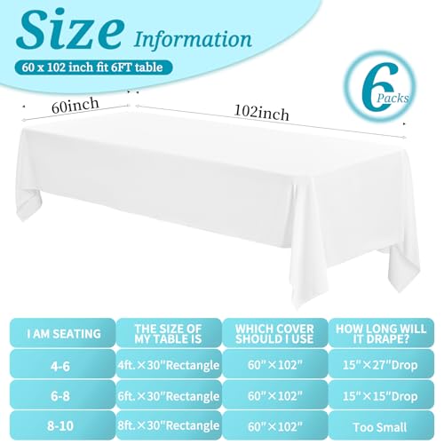 Ymhpride ZB029K 6 Pack Tablecloth 60 X102 Inch Polyester Table Cloth thumb #1