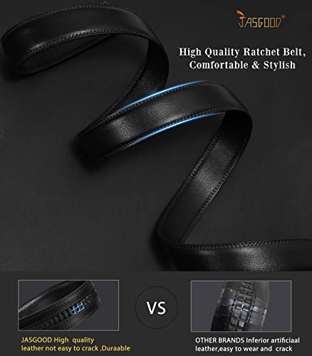 JASGOOD Men's Leather Ratchet Belt Strap without Buckle, Replacement Leather Belt Strap 35mm/1.38", Fit 40mm/1.57” buckle4