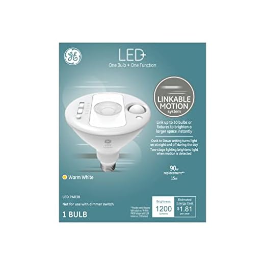 GE LED+ Outdoor PAR38 LED Light Bulb with Motion Sensor, 90-Watt Replacement, Daylight, 2-Pack