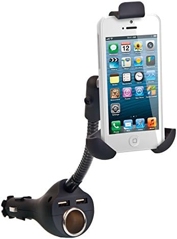 Ideas In Life Smartphone Car Mount Universal Adjustable Auto Mount with 2 USB 2.1 Amp Charging Ports - iPhone 5/4/4s Car Mount Auto Docking Station