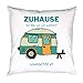 Kissen mit Spruch - Zuhause ist da, wo wir parken | Deko-Kissen mit Motiv Camping, Wohnwagen inkl. Füllung | 40 x 40 cm | Geschenkidee für Camper und Camperinnen