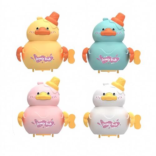 Image of Crackles Wind-Up Duck - Mini Clockwork Animal That Walks and Flaps Wings - No Battery Cute Baby Toy, Return Gift, Crawling Toy for Toddlers & Kids Mini Car - Multicolor - Pack of 1