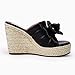 PiePieBuy Womens Platform Espadrilles Slip On Wedge Sandals Bow Tie Open Toe Slides Shoes, Cool Black, Size 8.5