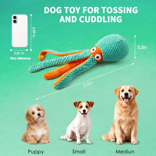Image of Fuufome Squeaky Octopus Plush Dog Toy for Small Medium Dogs