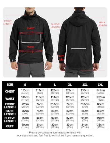 KUTOOK Kurtka przeciwdeszczowa męska Windbreaker płaszcz przeciwdeszczowy dla dzieci damski wodoszczelny kurtka przejściowa czarna XXL