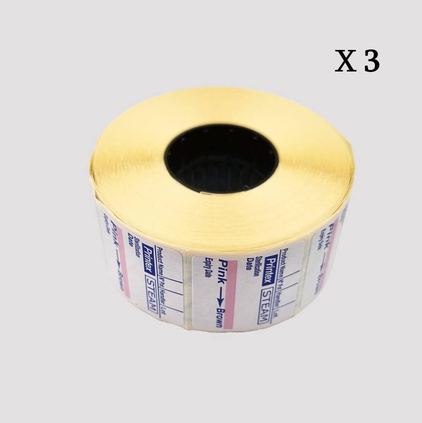 Etichette Medicali mm 29×28 per la tracciabilità Printex 3 con indicatore di processo, 1.500 etichette (3 rotolini da 500 etichette).