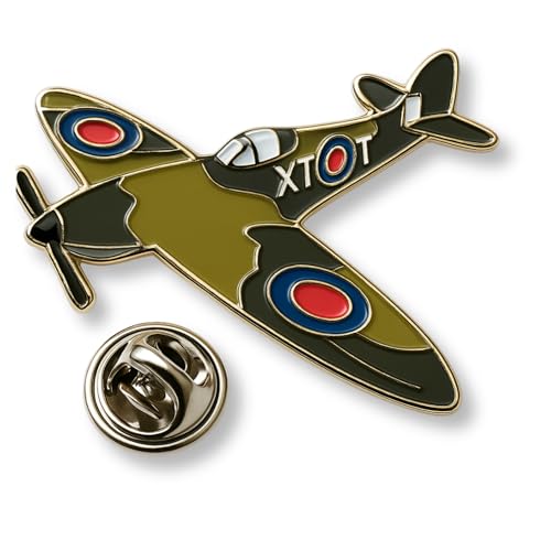 Spitfire Gifts for Men Enamel Lapel Pin Badge | WW2 Memorabilia Plane Brooch | Vintage Pin Badge Collectible | World War 2 Gift Idea for History Badges
