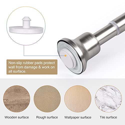 Szximu Spring Tension Curtain Rod 27-43 Inches, Never Rust And Non-Slip Shower Curtain Rods With Flat Top, Nickel #TOP5