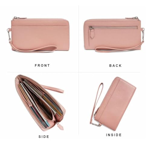 8Inch Money Organisers Women's Wallets Genuine Leather Long Money Clips Purses Handbags Card Cases (Gray)2
